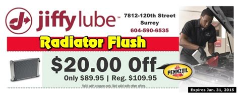 Our top priority is to provide the highest quality of service for our customers and their vehicle. . Jiffy lube coolant flush coupon